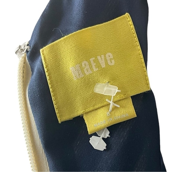 Maeve Anthropologie Mitered Navy and White Fit & Flare Embroidered Dress - Picture 11 of 11